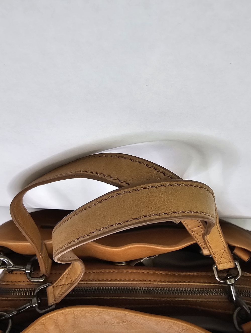 American Leather Co. Lenox Triple Entry Satchel Cafe Latte - Picture 2 of 13